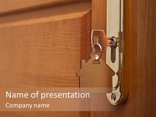 A Door Handle With A House Shaped Key On It PowerPoint Template