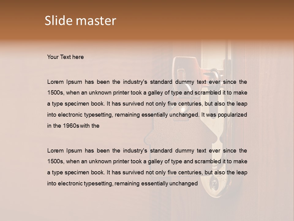 A Door Handle With A House Shaped Key On It PowerPoint Template