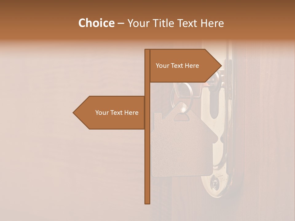 A Door Handle With A House Shaped Key On It PowerPoint Template