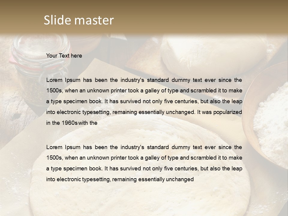 A Table Topped With Lots Of Dough On Top Of A Wooden Table PowerPoint Template