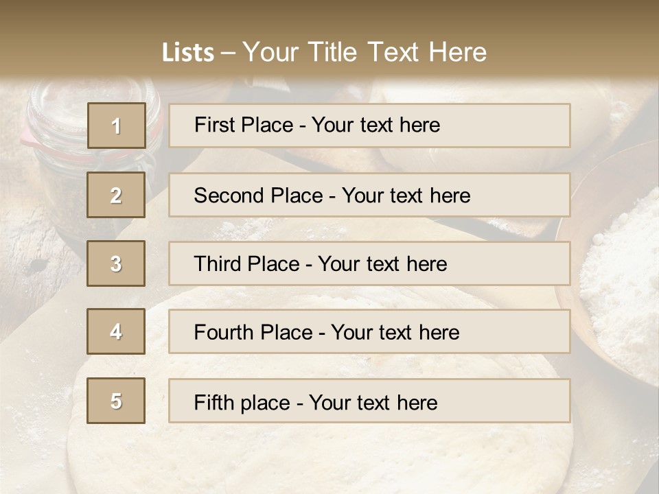 A Table Topped With Lots Of Dough On Top Of A Wooden Table PowerPoint Template