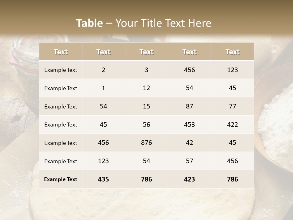 A Table Topped With Lots Of Dough On Top Of A Wooden Table PowerPoint Template