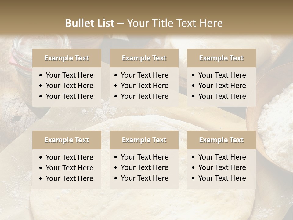 A Table Topped With Lots Of Dough On Top Of A Wooden Table PowerPoint Template