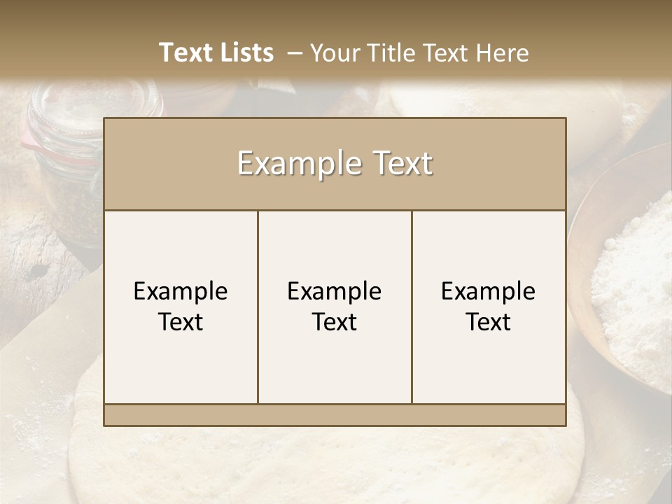 A Table Topped With Lots Of Dough On Top Of A Wooden Table PowerPoint Template