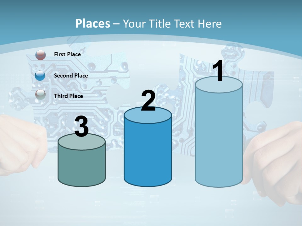 Two Hands Holding A Piece Of A Computer Circuit PowerPoint Template