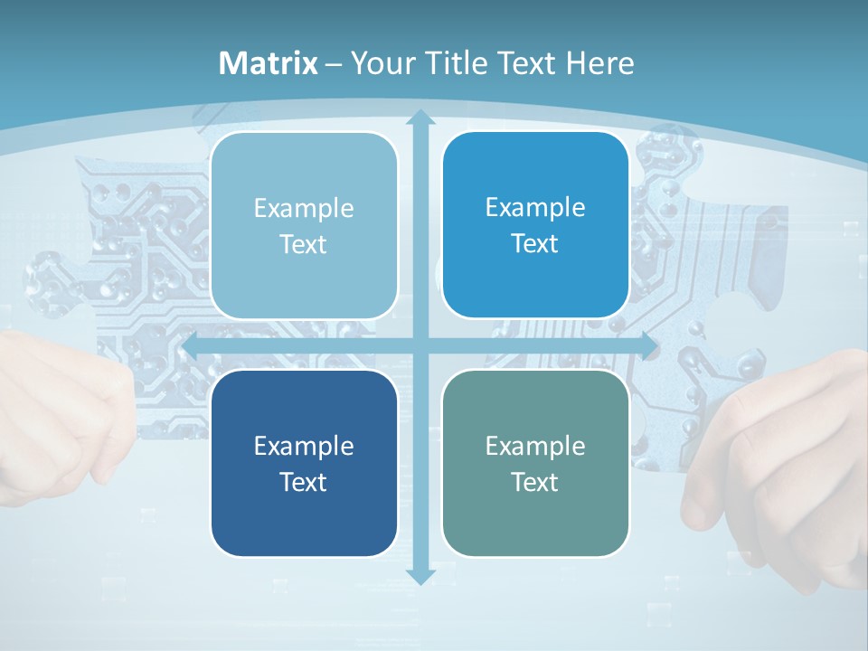 Two Hands Holding A Piece Of A Computer Circuit PowerPoint Template