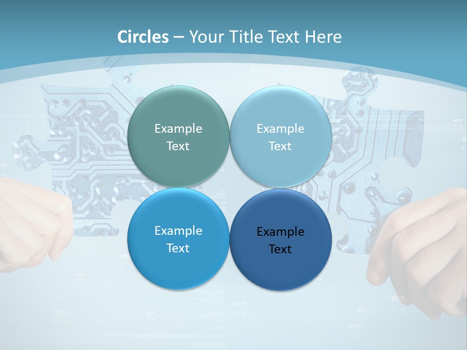 Two Hands Holding A Piece Of A Computer Circuit PowerPoint Template