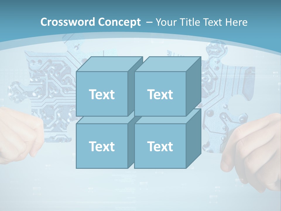 Two Hands Holding A Piece Of A Computer Circuit PowerPoint Template