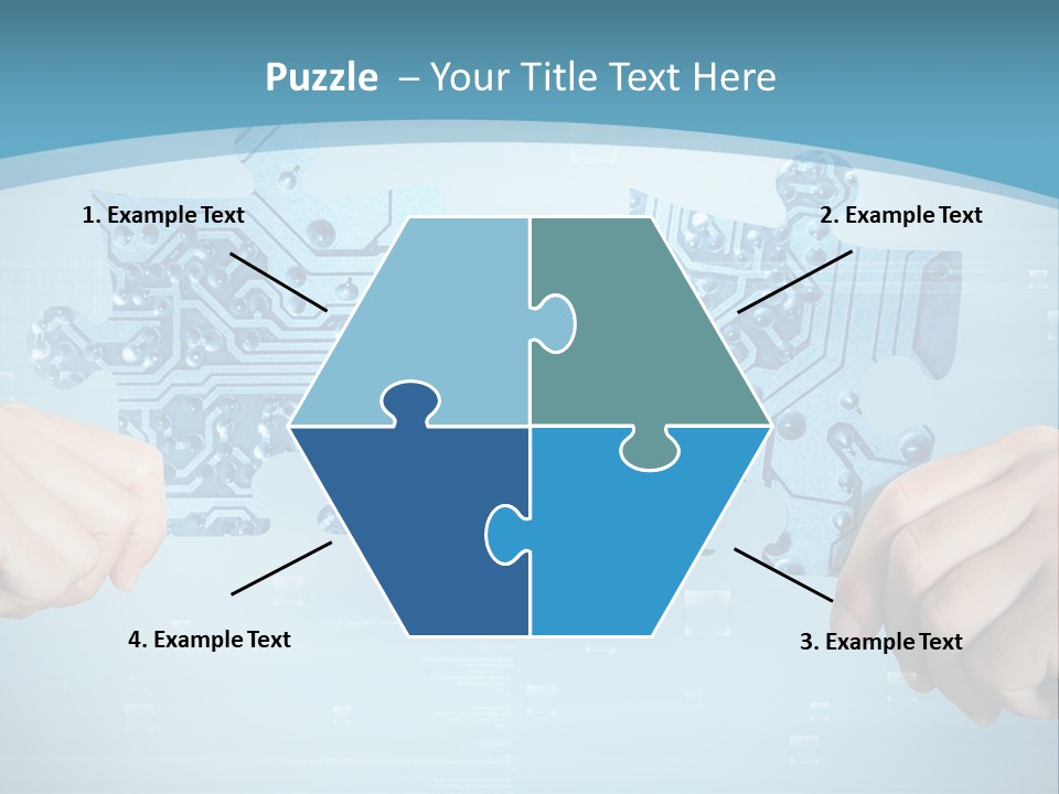Two Hands Holding A Piece Of A Computer Circuit PowerPoint Template