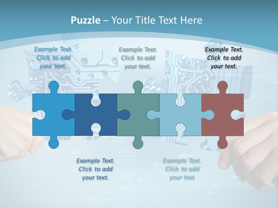 Two Hands Holding A Piece Of A Computer Circuit PowerPoint Template