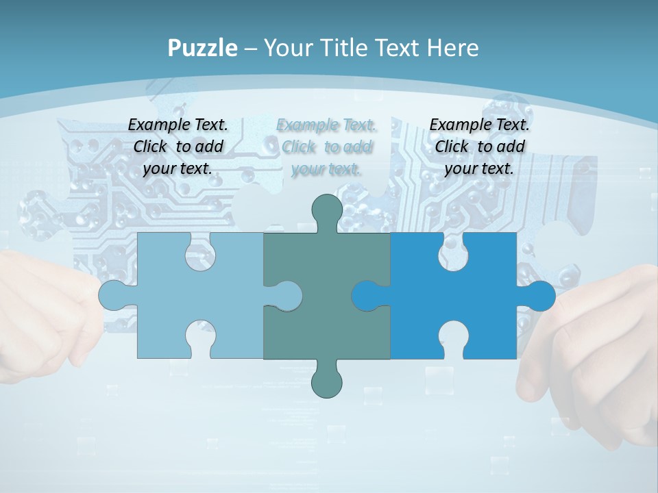 Two Hands Holding A Piece Of A Computer Circuit PowerPoint Template