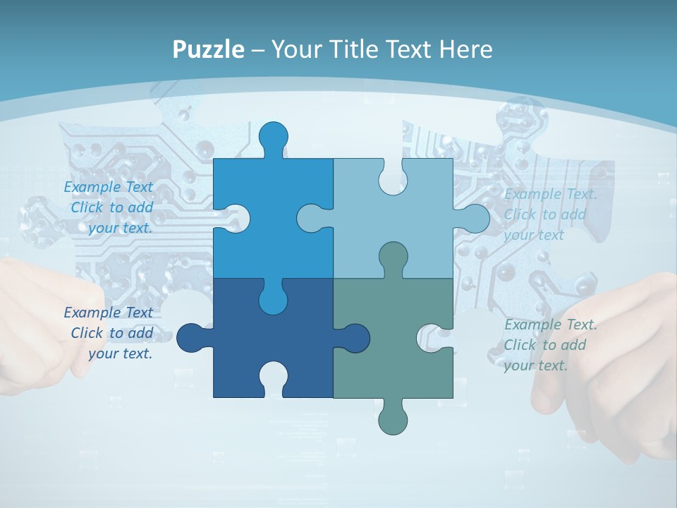 Two Hands Holding A Piece Of A Computer Circuit PowerPoint Template