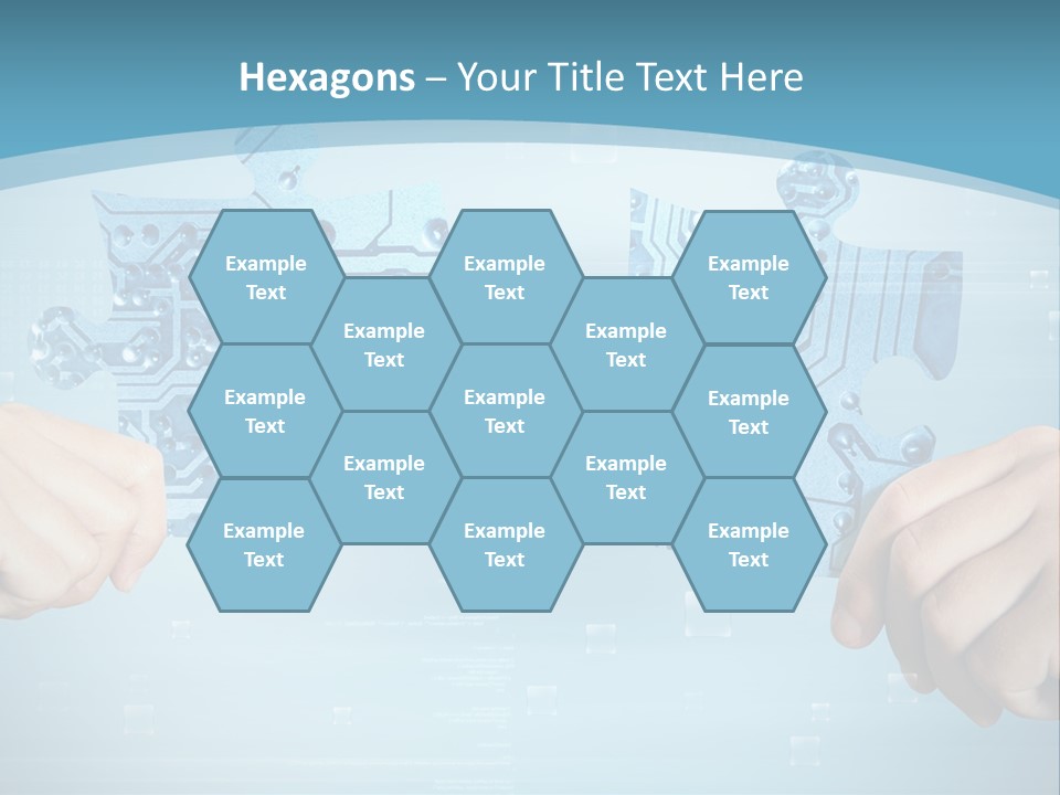 Two Hands Holding A Piece Of A Computer Circuit PowerPoint Template