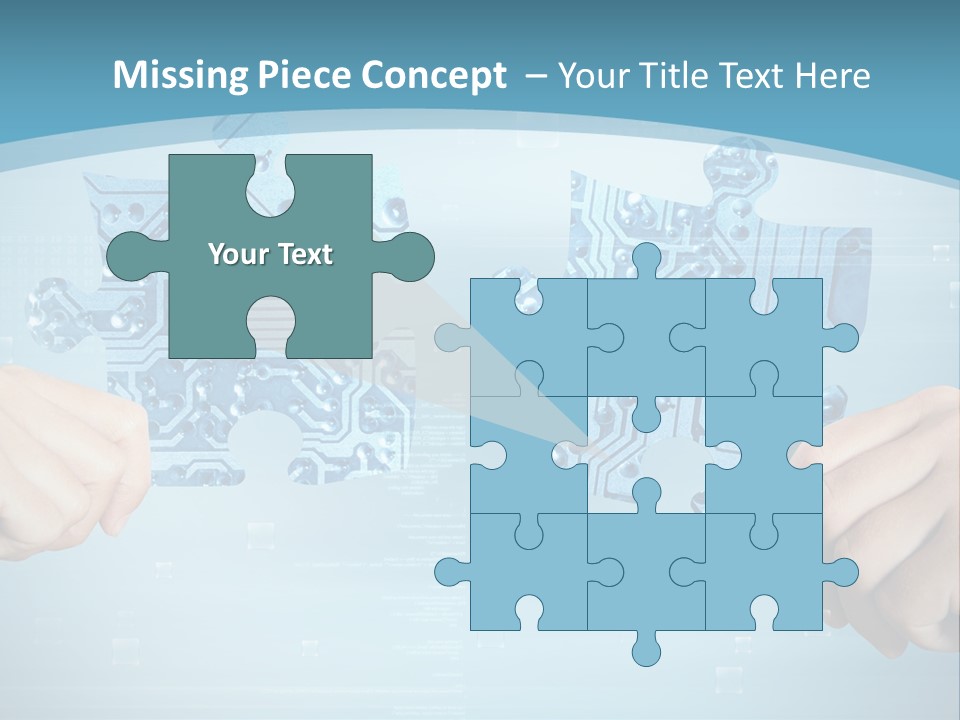 Two Hands Holding A Piece Of A Computer Circuit PowerPoint Template