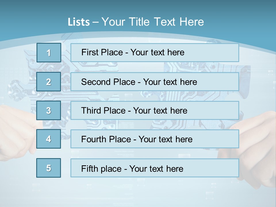Two Hands Holding A Piece Of A Computer Circuit PowerPoint Template