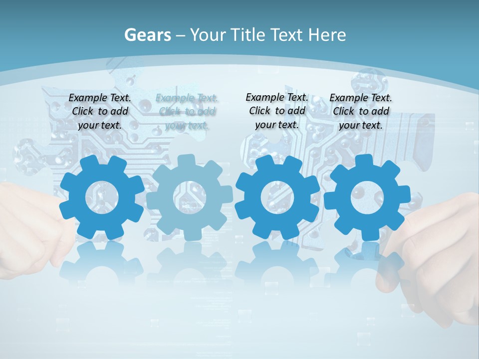 Two Hands Holding A Piece Of A Computer Circuit PowerPoint Template