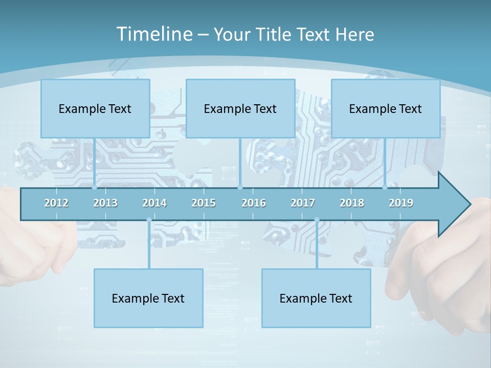 Two Hands Holding A Piece Of A Computer Circuit PowerPoint Template
