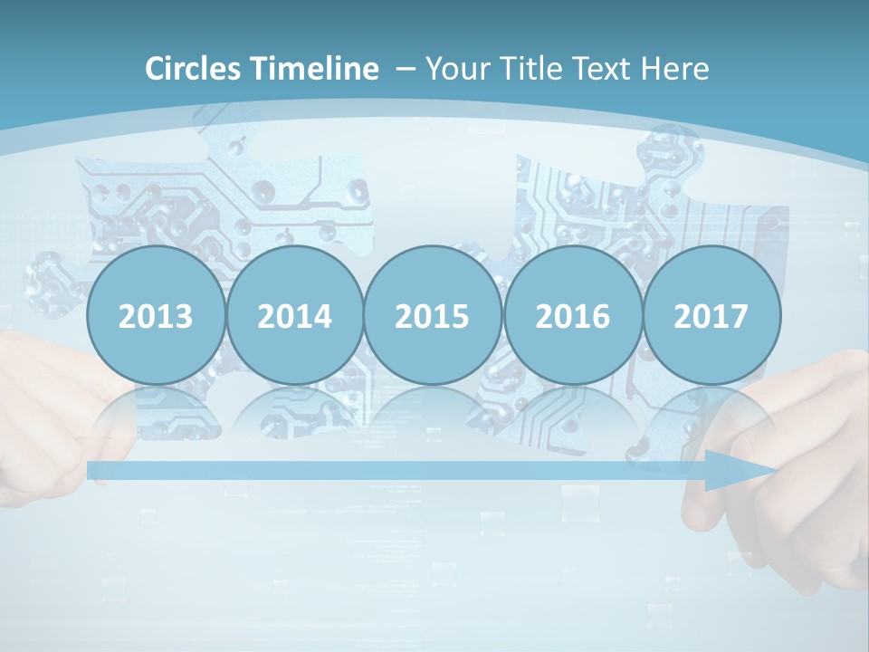 Two Hands Holding A Piece Of A Computer Circuit PowerPoint Template