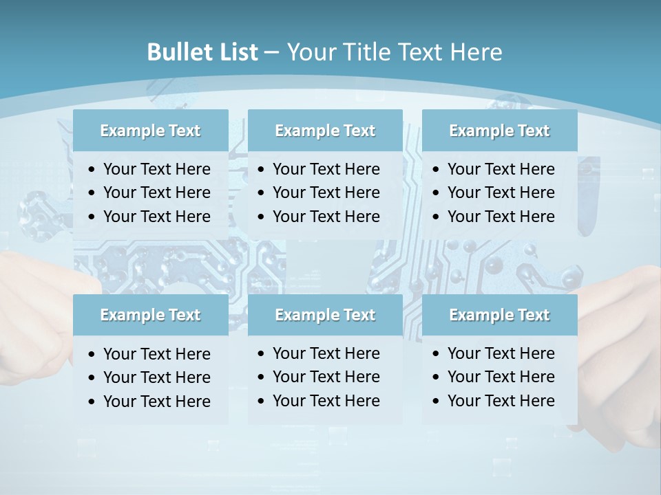Two Hands Holding A Piece Of A Computer Circuit PowerPoint Template