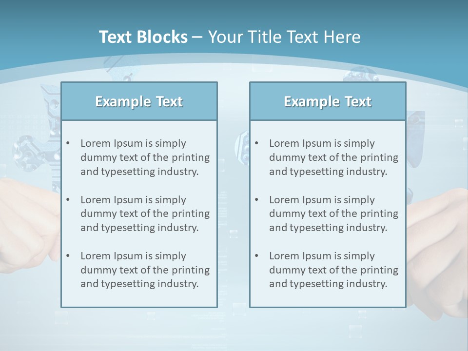 Two Hands Holding A Piece Of A Computer Circuit PowerPoint Template