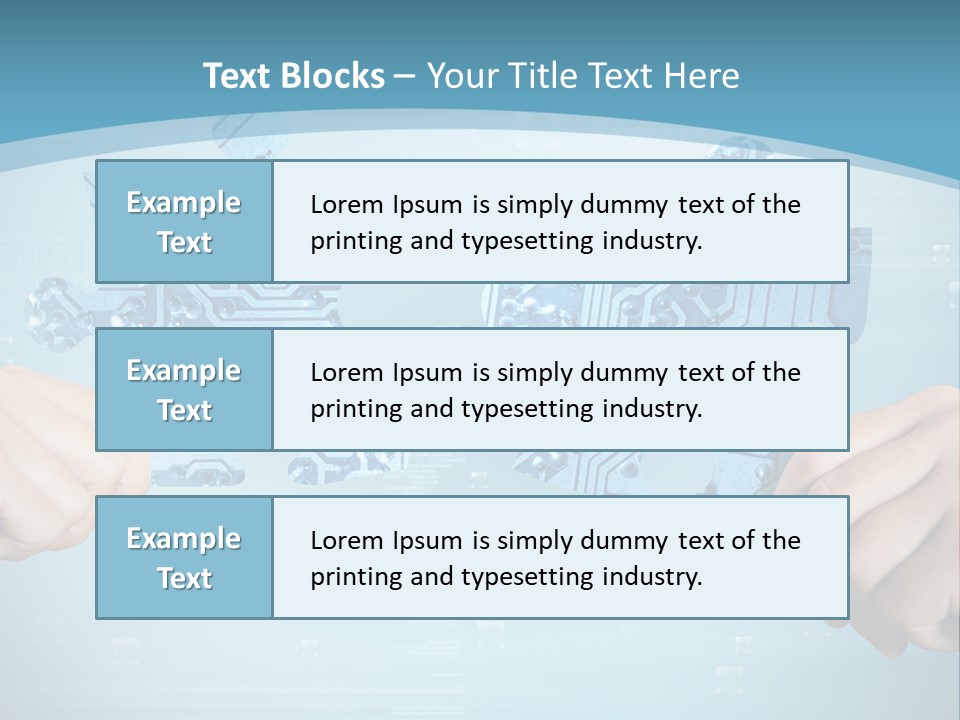 Two Hands Holding A Piece Of A Computer Circuit PowerPoint Template