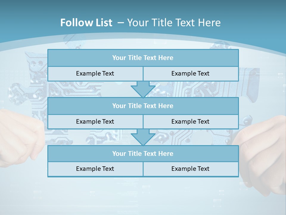 Two Hands Holding A Piece Of A Computer Circuit PowerPoint Template