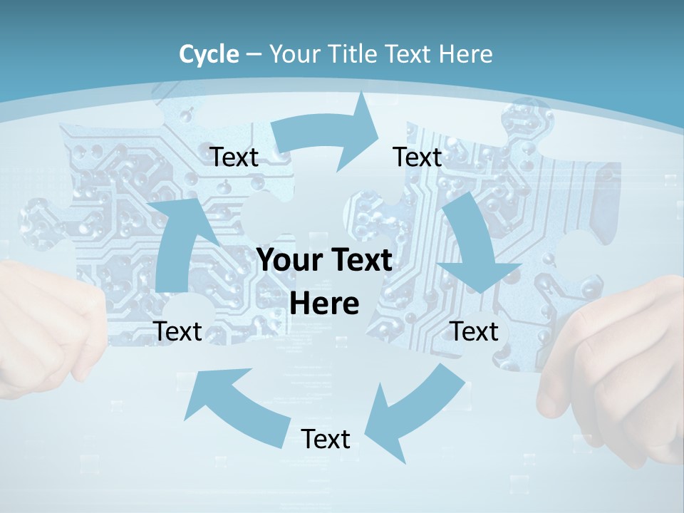 Two Hands Holding A Piece Of A Computer Circuit PowerPoint Template