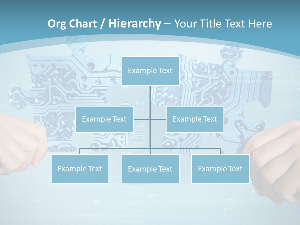 Two Hands Holding A Piece Of A Computer Circuit PowerPoint Template
