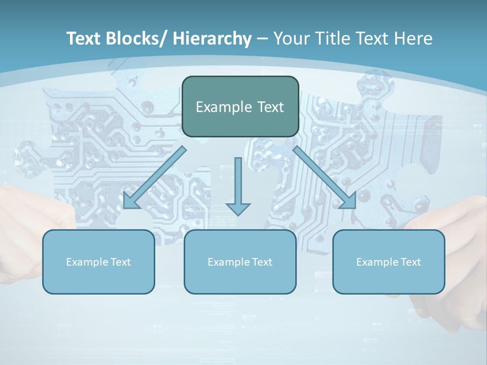 Two Hands Holding A Piece Of A Computer Circuit PowerPoint Template
