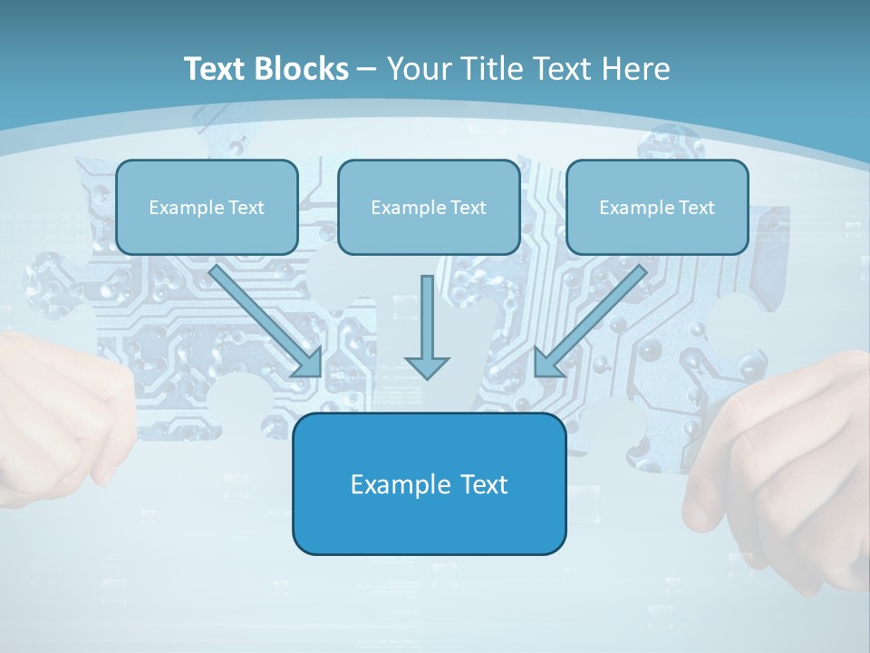 Two Hands Holding A Piece Of A Computer Circuit PowerPoint Template