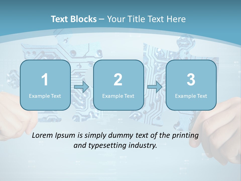Two Hands Holding A Piece Of A Computer Circuit PowerPoint Template