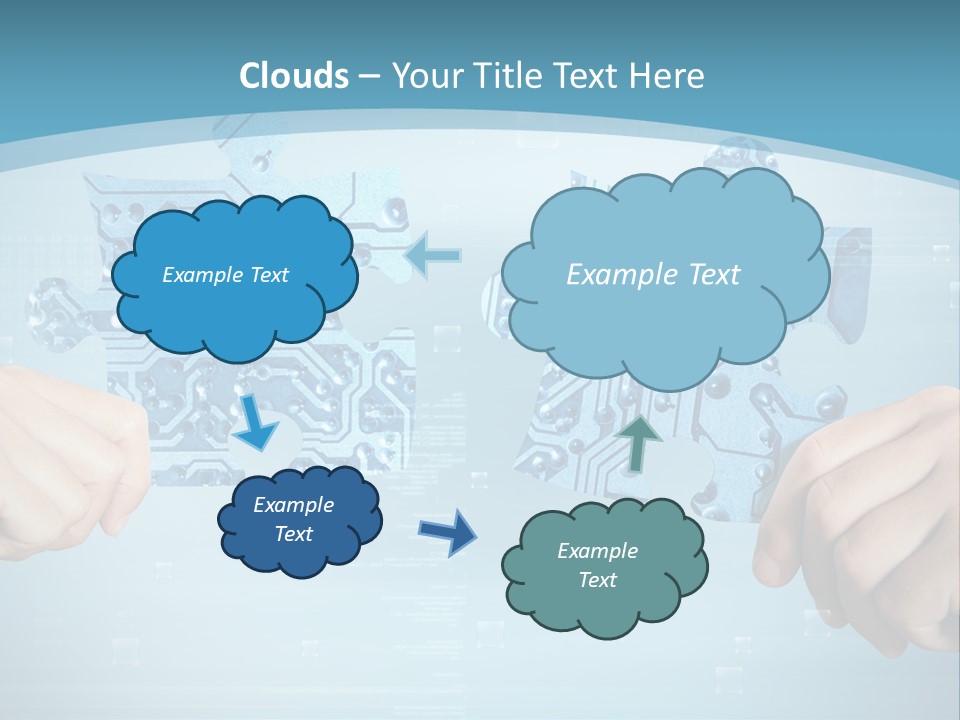Two Hands Holding A Piece Of A Computer Circuit PowerPoint Template