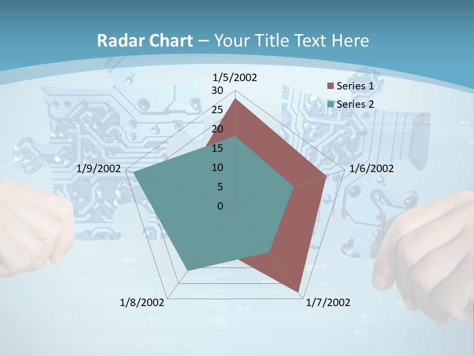 Two Hands Holding A Piece Of A Computer Circuit PowerPoint Template