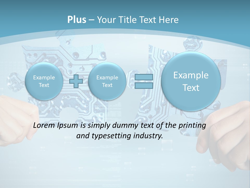 Two Hands Holding A Piece Of A Computer Circuit PowerPoint Template