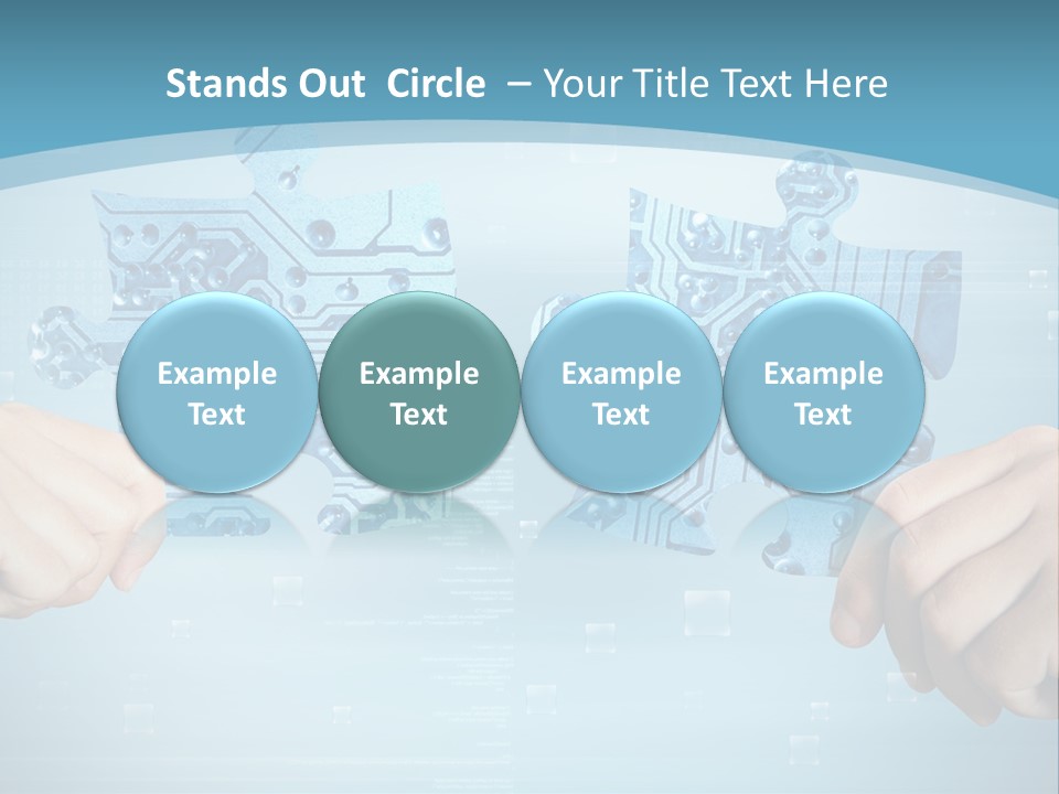 Two Hands Holding A Piece Of A Computer Circuit PowerPoint Template