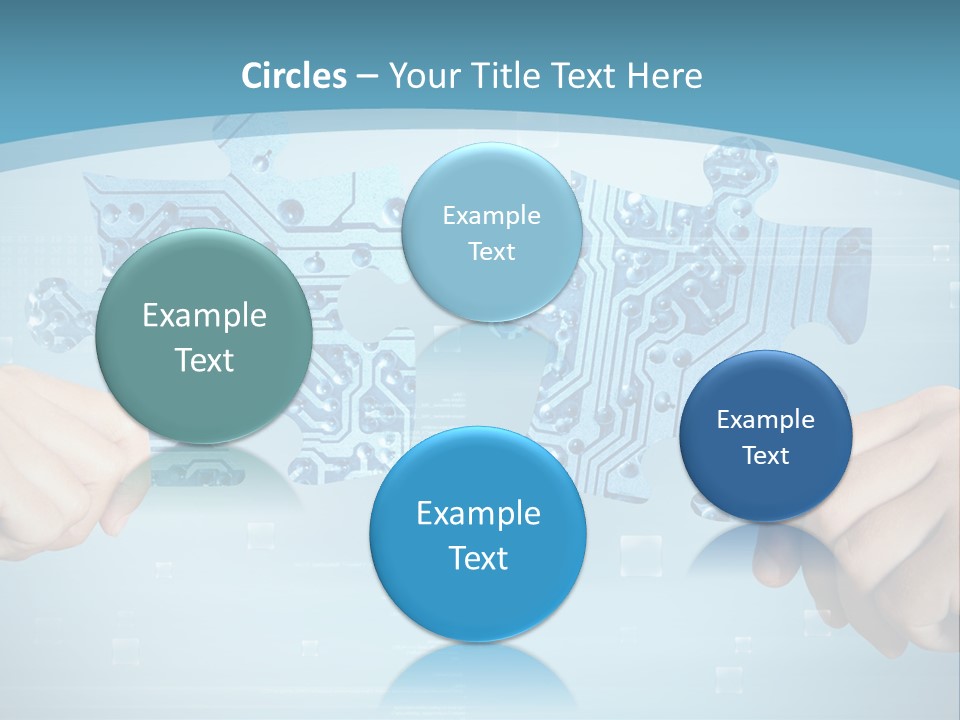 Two Hands Holding A Piece Of A Computer Circuit PowerPoint Template