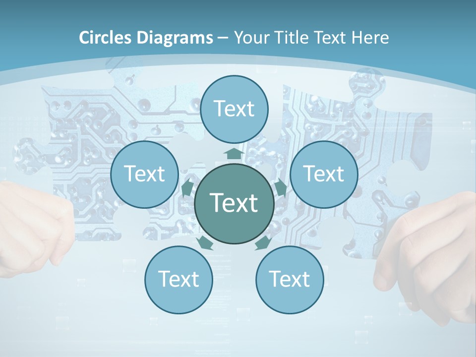 Two Hands Holding A Piece Of A Computer Circuit PowerPoint Template