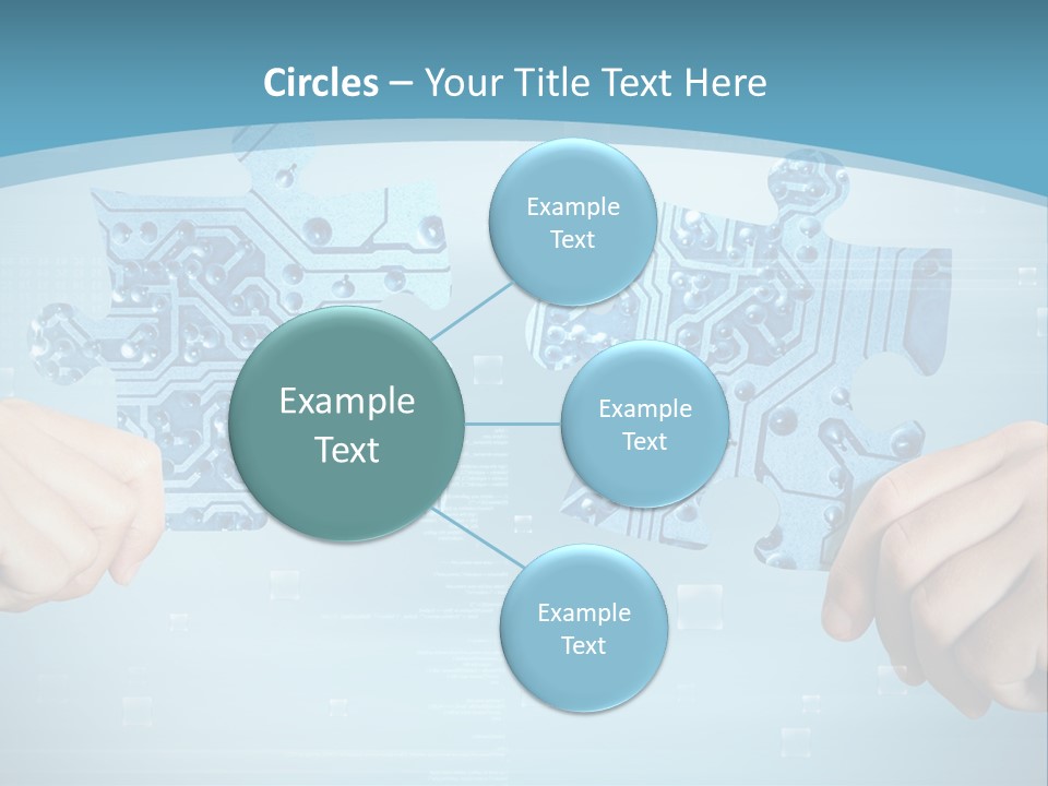 Two Hands Holding A Piece Of A Computer Circuit PowerPoint Template