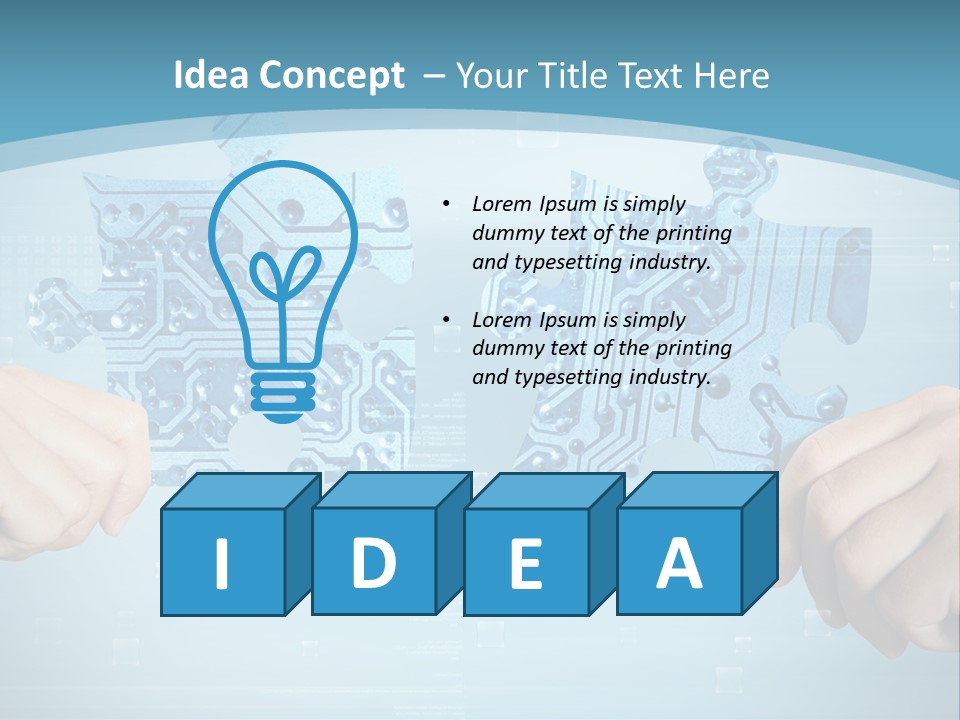 Two Hands Holding A Piece Of A Computer Circuit PowerPoint Template