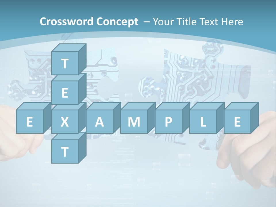 Two Hands Holding A Piece Of A Computer Circuit PowerPoint Template