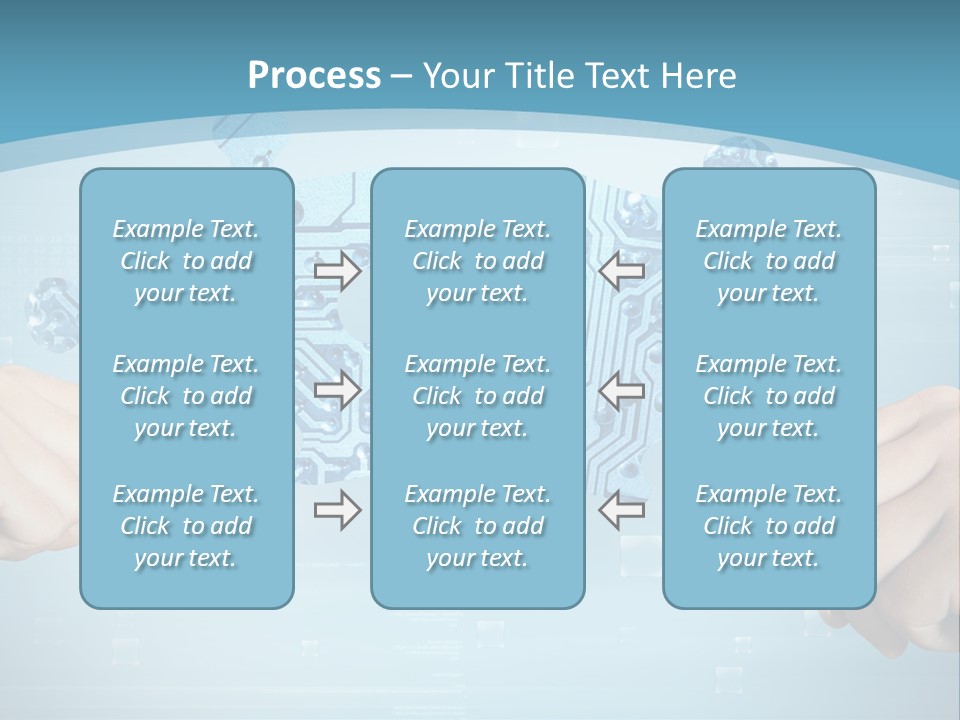 Two Hands Holding A Piece Of A Computer Circuit PowerPoint Template