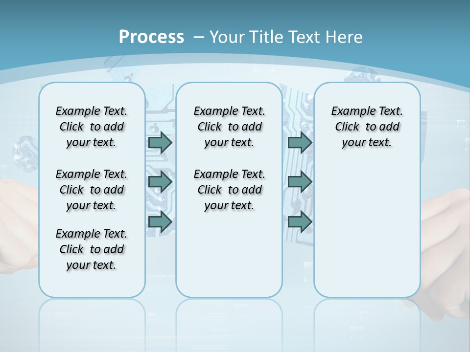 Two Hands Holding A Piece Of A Computer Circuit PowerPoint Template