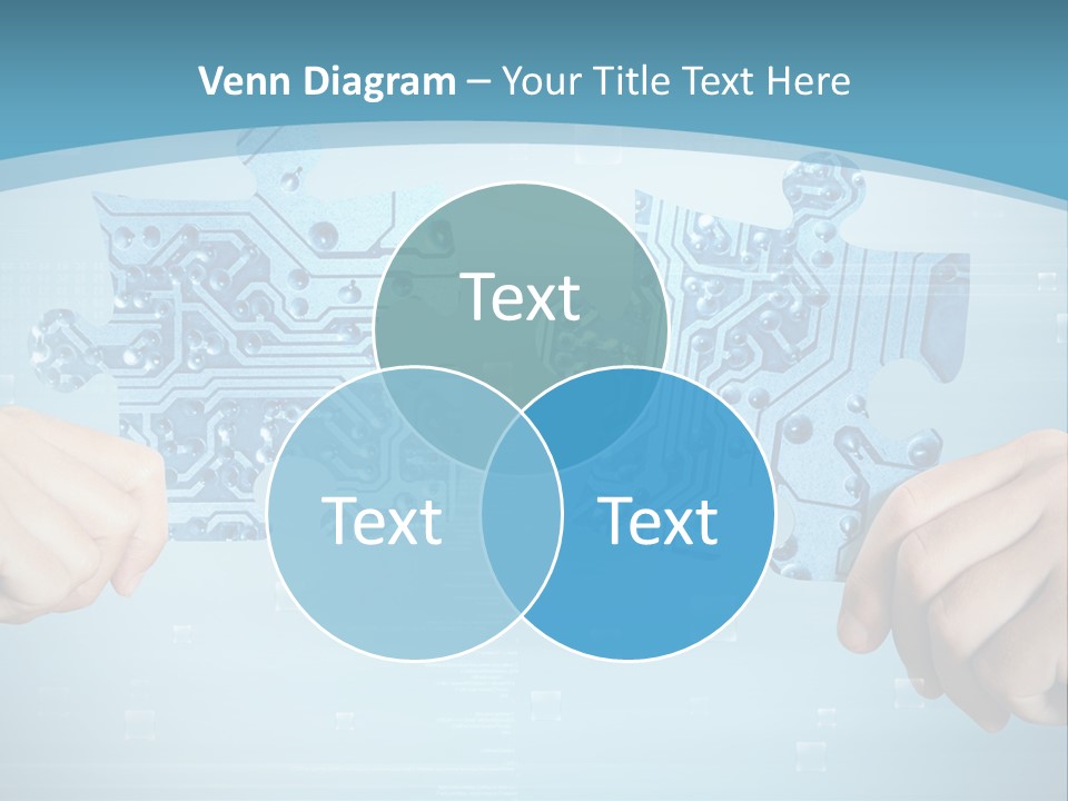 Two Hands Holding A Piece Of A Computer Circuit PowerPoint Template