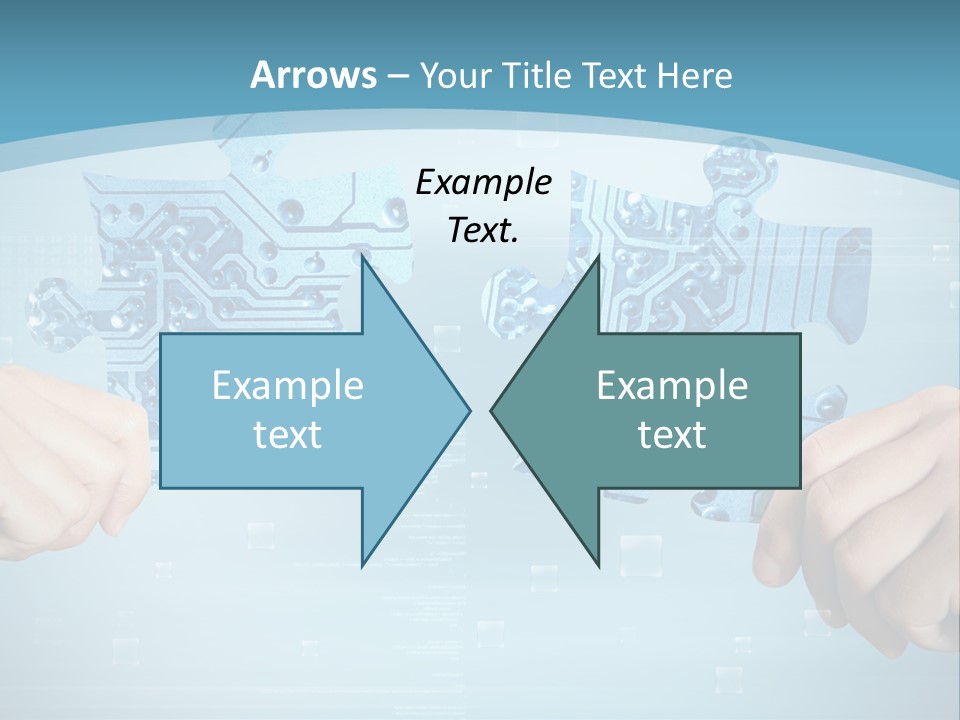 Two Hands Holding A Piece Of A Computer Circuit PowerPoint Template