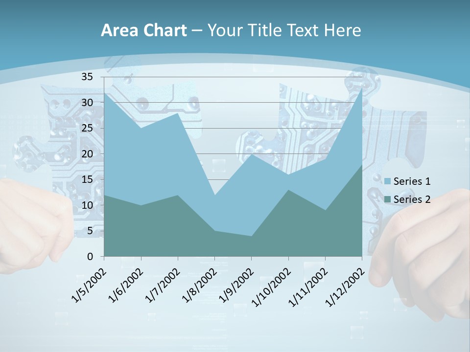 Two Hands Holding A Piece Of A Computer Circuit PowerPoint Template