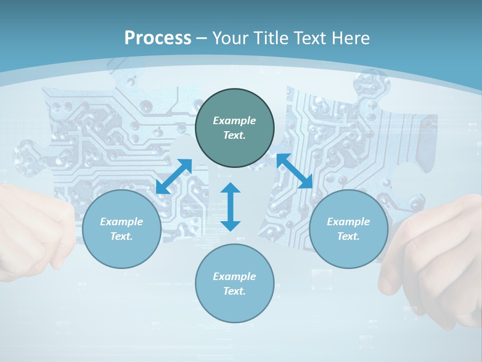 Two Hands Holding A Piece Of A Computer Circuit PowerPoint Template