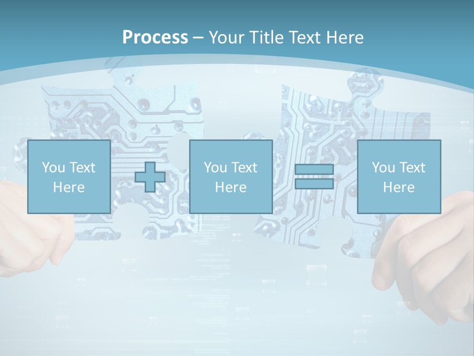 Two Hands Holding A Piece Of A Computer Circuit PowerPoint Template