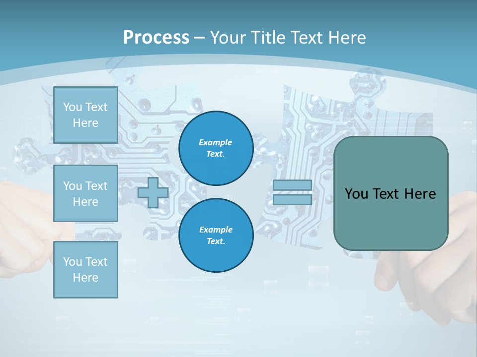 Two Hands Holding A Piece Of A Computer Circuit PowerPoint Template