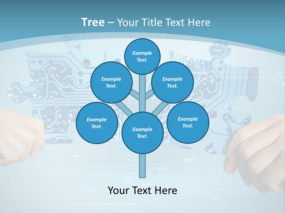 Two Hands Holding A Piece Of A Computer Circuit PowerPoint Template