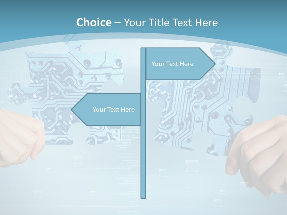 Two Hands Holding A Piece Of A Computer Circuit PowerPoint Template